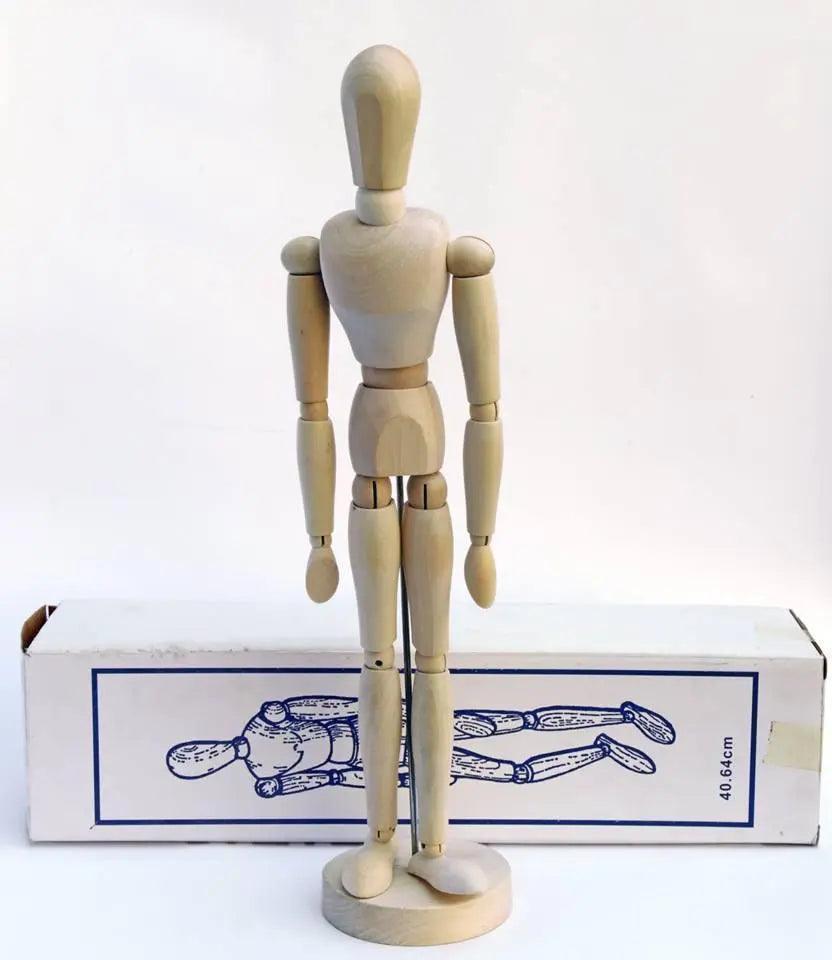 Wooden Male Model Human Movable Limbs Artist Mannequin - 30cm - Cream The Stationers