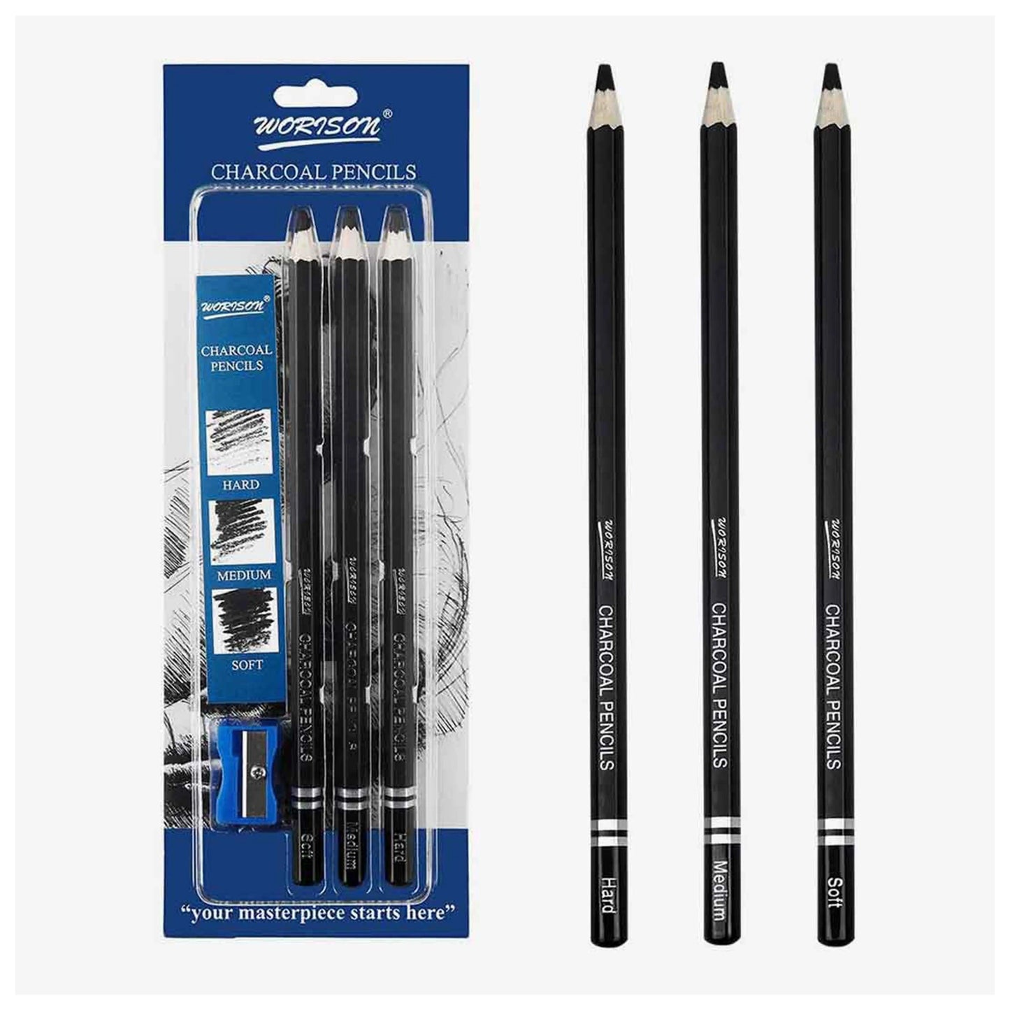 Worison Charcoal Pencil Set Of 3 The Stationers