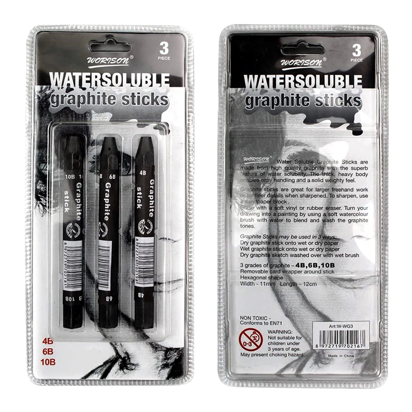 Worison Water Soluble Graphite Stick Pack of 3 The Stationers