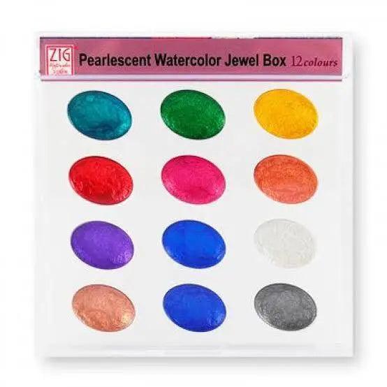 ZIG WATERCOLOR SYSTEM PEARLESCENT WATERCOLOR JEWEL BOX (12 colors set) The Stationers