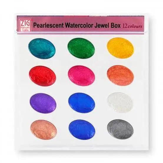 ZIG WATERCOLOR SYSTEM PEARLESCENT WATERCOLOR JEWEL BOX (12 colors set) The Stationers