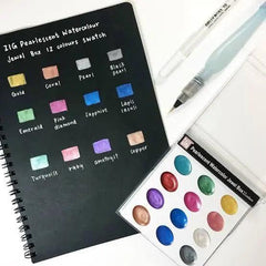 ZIG WATERCOLOR SYSTEM PEARLESCENT WATERCOLOR JEWEL BOX (12 colors set) The Stationers